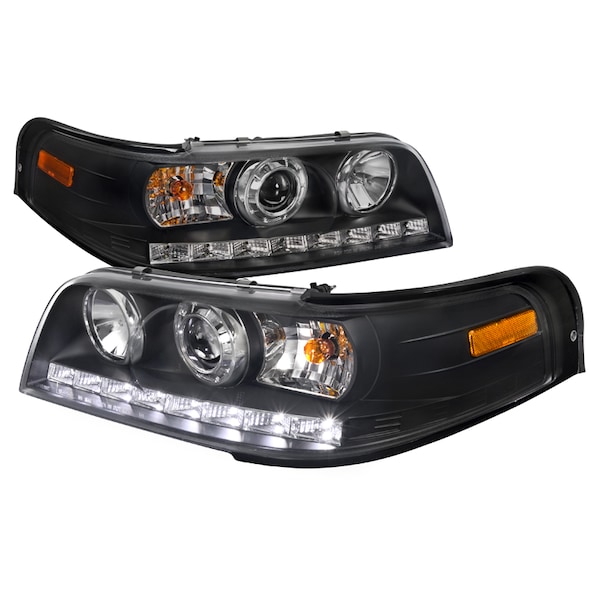 Spec-D Tuning 98-11 Ford Crown Victoria Projector Headlight Black Housing 2LHP-VIC98JM-TM - main